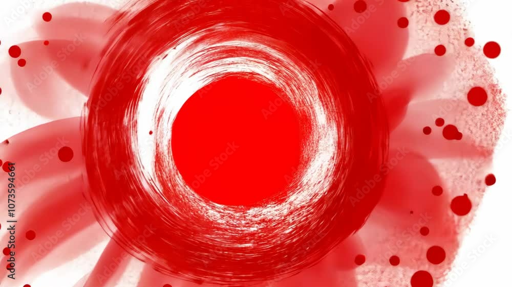 Poster a red circle with a white center surrounded by red circles, creating a swirling effect