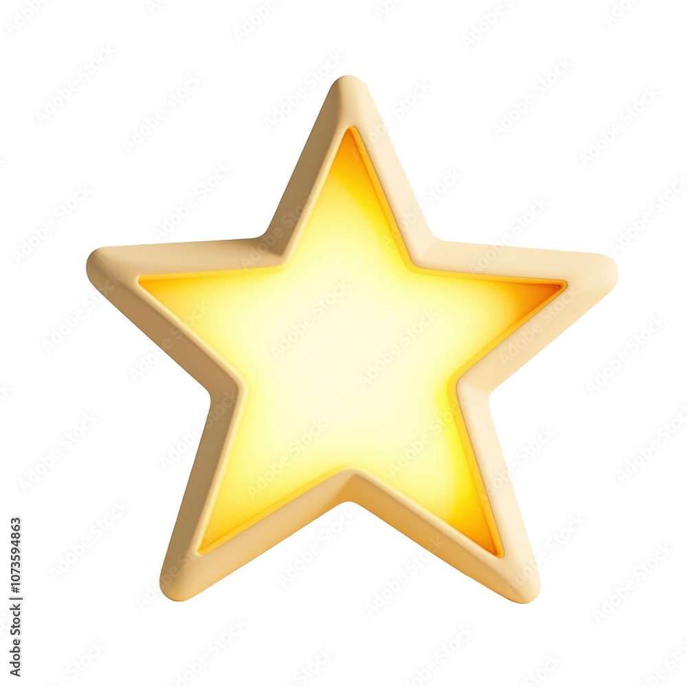 Poster bright 3d yellow star shape with a glowing effect, creating a warm and cheerful design that symboliz