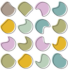 Organic amoeba blob shape abstract colorful vector illustration isolated on white background. Set of irregular round blot form graphic element. doodle drops collection. Contemporary banner
