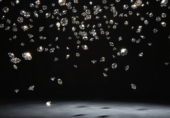 Floating Diamonds in Black Background