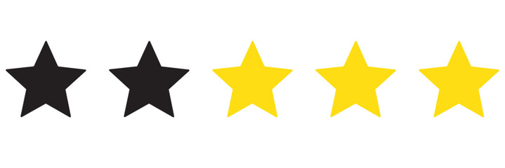 Stars icons. Stars in linear flat design. Star vector icon black and yellow color, isolated. Vector illustration
