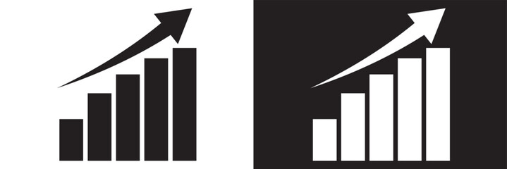 Growing and decline graph icon set. Business chart with arrow symbol. Profit growing sign. Progress bar illustration.