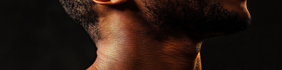 Fototapeta premium Jittery Pulse: A man's neck, with visible veins throbbing