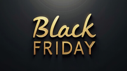 Minimalistic dark background, bold Black Friday inscription illuminated with a subtle glow effect, capturing a sleek and modern promotional vibe
