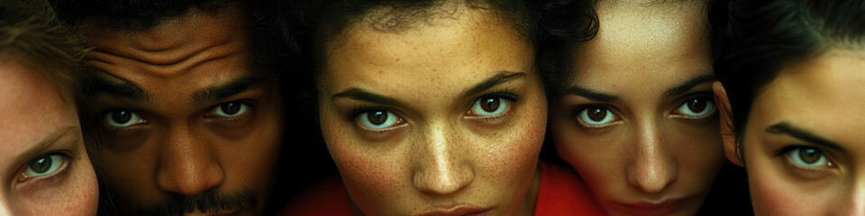 Naklejka premium A group of individuals, huddled close together, their whispers carrying an undercurrent of tension and concern.