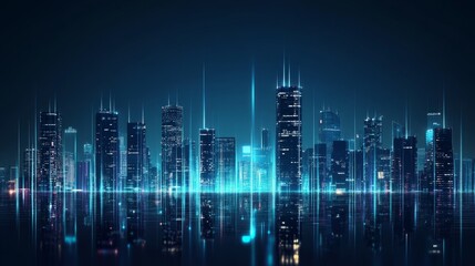 Line, shiny, light, up, line, flow, tech City back, simple, gradient, blue, City, Abstract, Future, Shape, flat design 