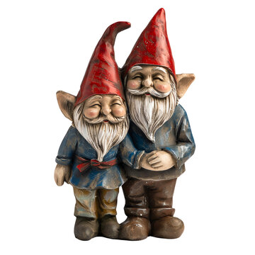 recommend clip art: Two garden gnome isolated on the transparent background