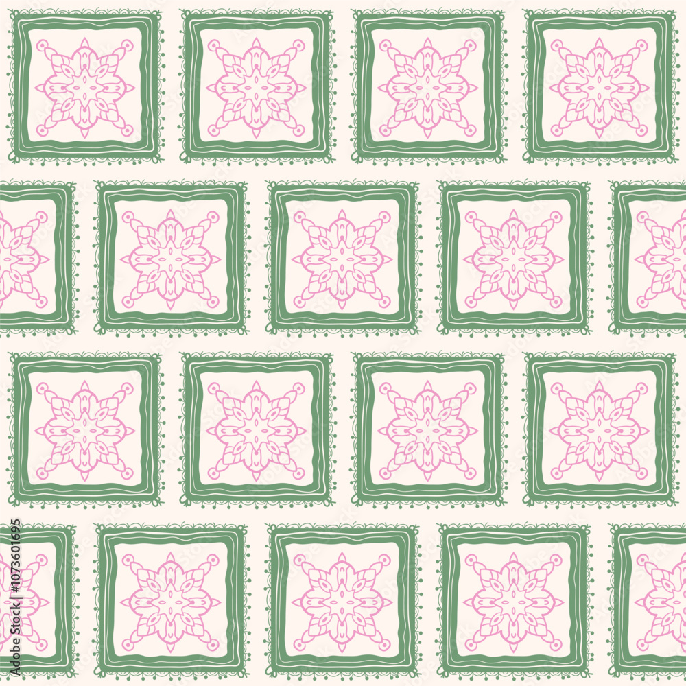 Poster seamless pattern with abstract frames ornament. geometric scribble endless background. tile surface 