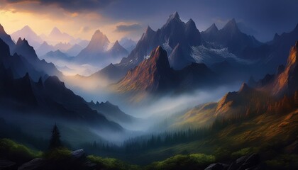 Fototapeta premium sunrise in the mountains