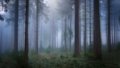 Naklejka premium fog in the forest
