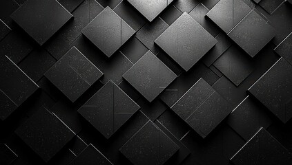 Fototapeta premium Abstract black background with cubes. Dark geometric