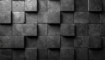 Black background with cubes. Black abstract geometric pattern
