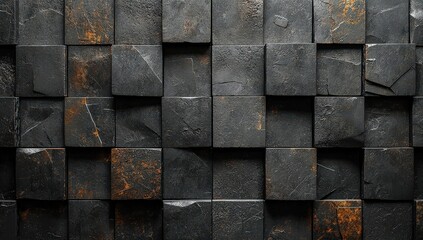Black background with cubes. Black abstract geometric pattern