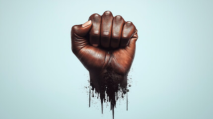 Male fist digital illustration on a color background. International Day. Concept banner for the presentation of the fight for your rights, justice and equality with space for text. Nelson Mandela.