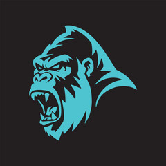Silhouette of an angry gorilla. vector illustration on black background