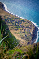 View on the fields of Quebrada Nova, along the western coast of Achadas da Cruz on Madeira Island,...