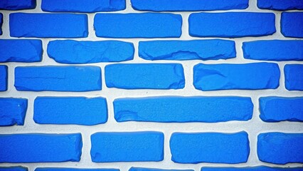 Vibrant Blue Brick Wall Background Perfect for Creative Designs and Modern Decor