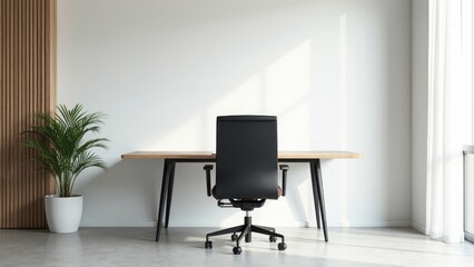 Minimalist Office Setup with Ergonomic Chair and Clean Lines