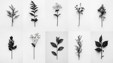 Fototapeta premium Botanical Study in Black and White