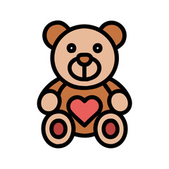 Fototapeta premium brown teddy bear with heart , icon
