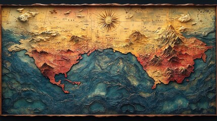 Ancient paper map open