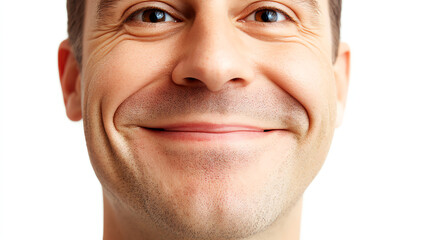 Obraz premium Smiling adult face, generic and friendly, isolated on white background