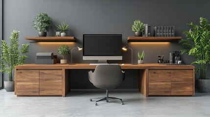 Minimalist Clean Desk Setup Isolated on White Background - Perfect for Home Office and Workspaces