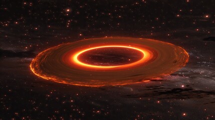 A close-up of a glowing planet disk floating in space, with a soft focus on the background stars, emphasizing the celestial object. The image captures the serene beauty of the universe, with ample cop