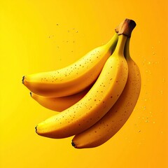 A bright image featuring a bunch of ripe yellow bananas against a vibrant yellow background.