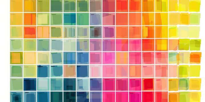 Color-coded Concepts in Data: A grid of small color-coded squares, each representing a different concept in data analysis, inviting the viewer to explore and understand.