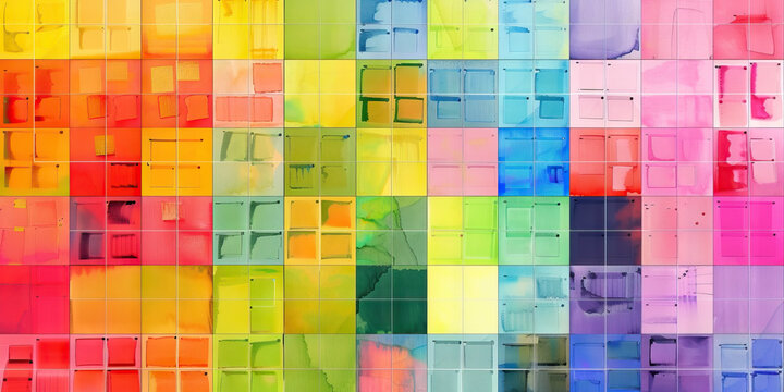 Color-coded Concepts in Data: A grid of small color-coded squares, each representing a different concept in data analysis, inviting the viewer to explore and understand.