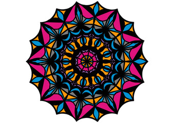 Colorful circle Mandala line art style.