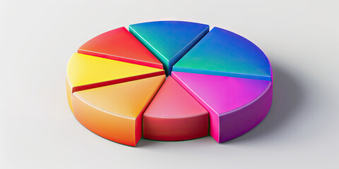 Obraz premium A pie chart slices colors into sections, visualizing information neatly. (Colorful)