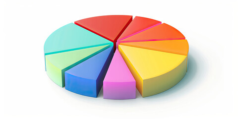 Obraz premium A pie chart slices colors into sections, visualizing information neatly. (Colorful)