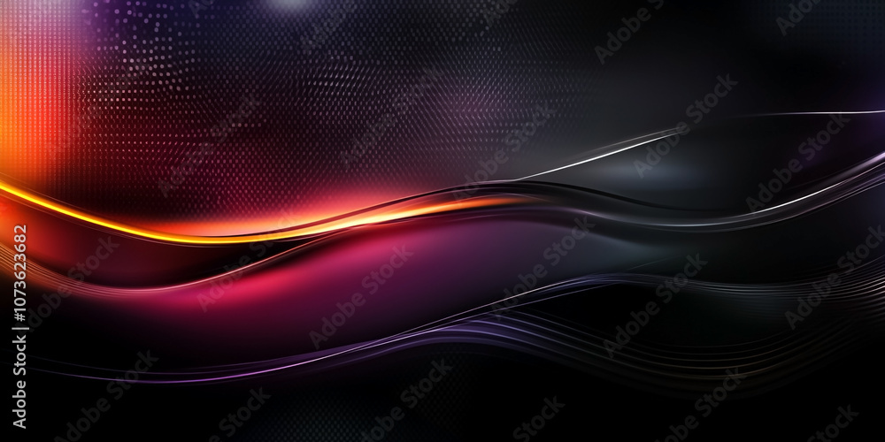 Wall mural metallic color wave abstract background with neon light effect
