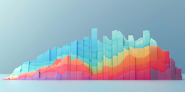 A histogram stacks bars, revealing the distribution of data in a clear visual. (Color-coded)