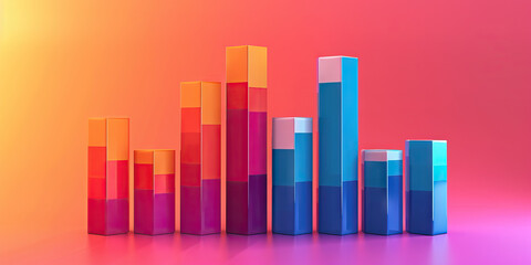 Obraz premium A histogram stacks bars, revealing the distribution of data in a clear visual. (Color-coded)