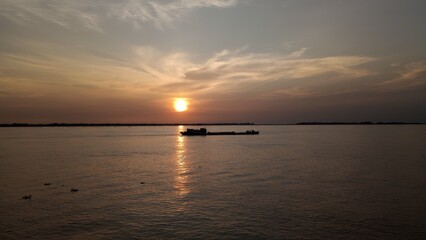 sunset over the river