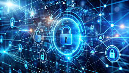 Obraz premium Futuristic interface displaying secure network with advanced tech protocols