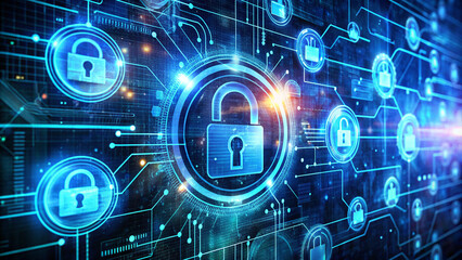 Futuristic interface displaying secure network with advanced tech protocols