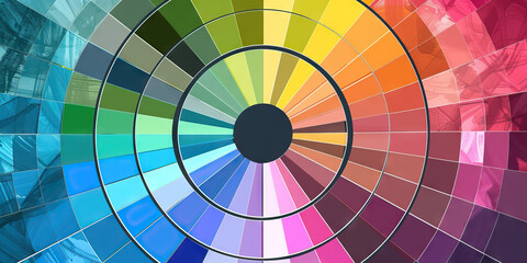 Obraz premium A color wheel divided into wedges, with each wedge representing a different concept and its corresponding hue.