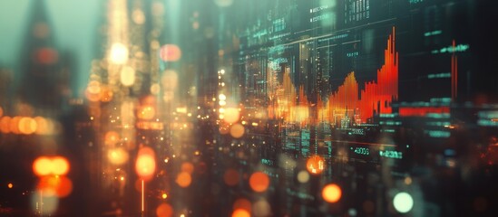 Fototapeta premium Abstract digital visualization of financial data with vibrant colors and glowing elements.