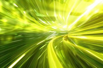 Obraz premium Abstract Green and Yellow Swirling Tunnel of Light