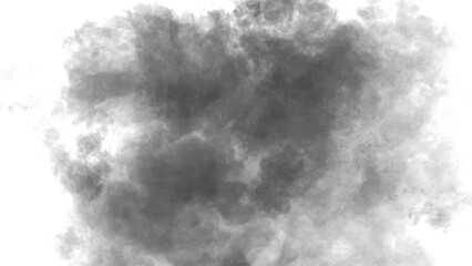 Abstract aromatherapy black smoke isolated white background. Steam Mist Fog and Dust Particles. Modern Dark and Dramatic Storm with gray smoky clouds.
