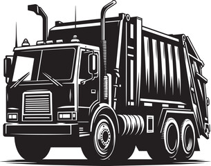 Garbage truck silhouette vector illustration isolated on a white background
