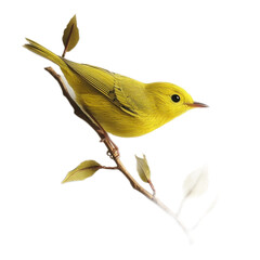 Bright Yellow Bird on Branch