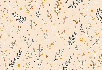 Autumn Botanical Pattern with Elegant Leaves