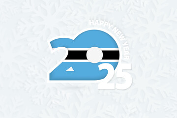 New Year 2025 for Botswana on snowflake background.