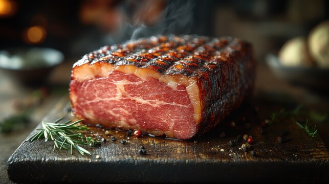 Delicious Ham Served on a Rustic Table for Culinary Inspirations and Exceptional Food Photography