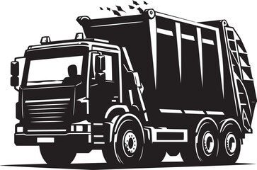 Garbage truck silhouette vector illustration isolated on a white background